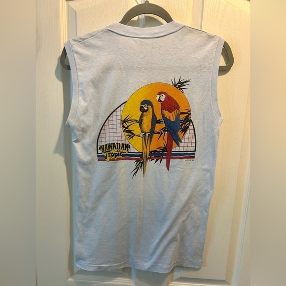 💦”Vintage Hawaiian Tropic 1983 Myrtle Beach Sky Blue Sleeveless Tank” Size S💧 - Picture 3 of 10
